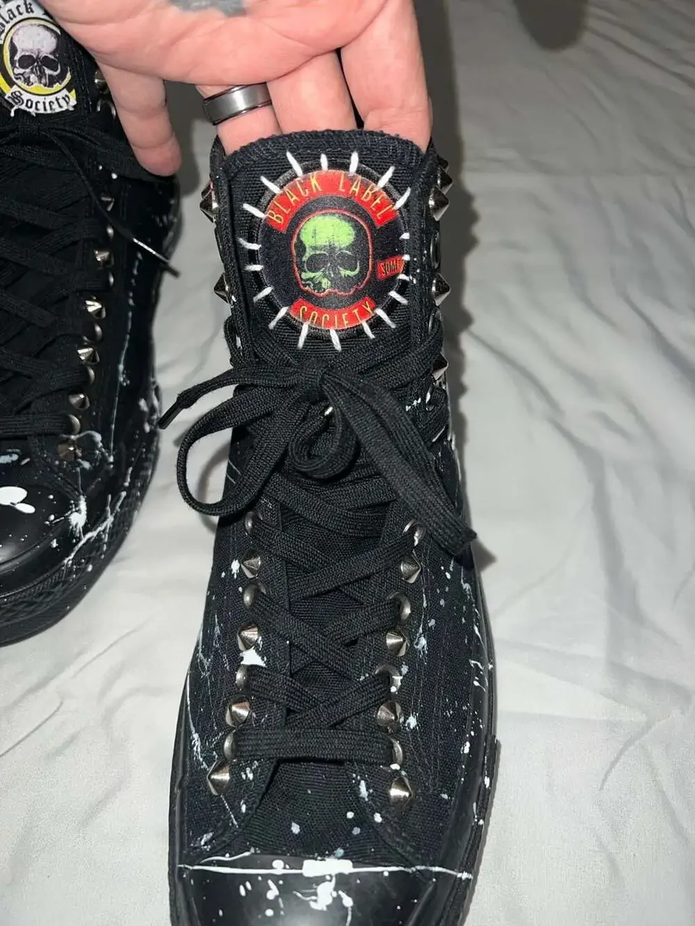 Custom Black Label Society Zakk Sabbath Studded Paint Splatter  Size 12 - Picture 6 of 10